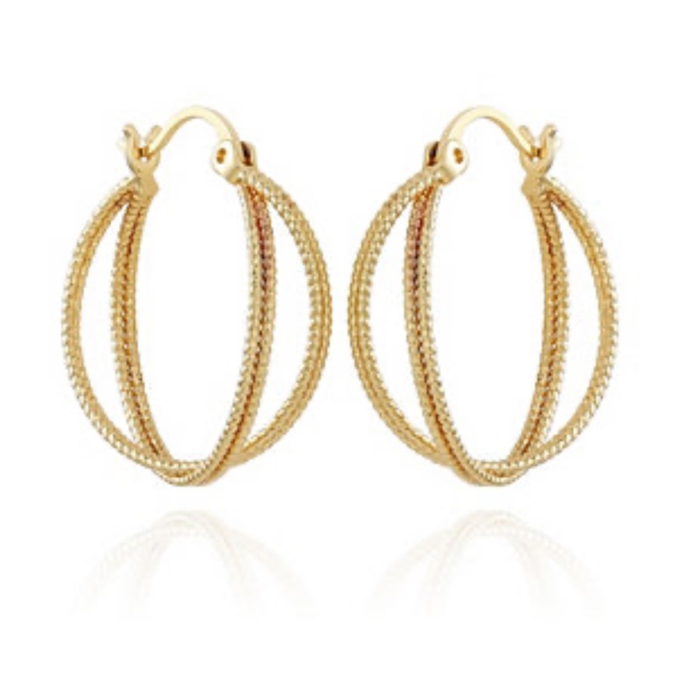 I AM Women's Gold Double Hoop Earrings NEW